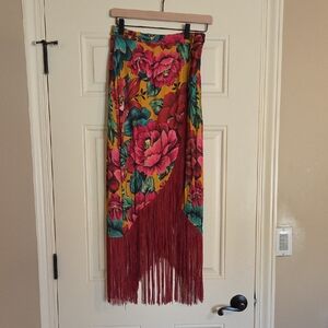 Anthropologie Floral Maxi Skirt in Yellow, Pink, Teal